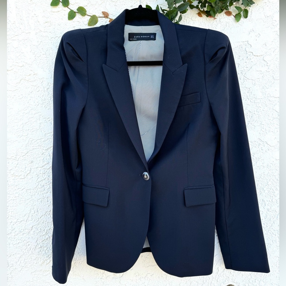Zara Woman Navy Wool Blazer